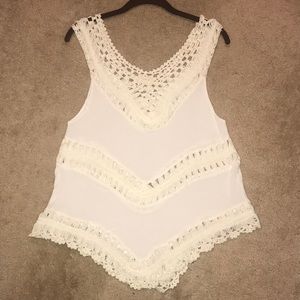 White and Cream Crochet Tank